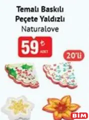 NATURALOVE TEMALI BASKILI PEÇETE YALDIZLI 20'Lİ fiyat ve kampanya bilgisi